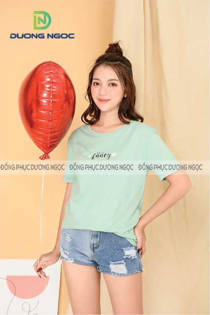 ÁO THUN COTTON MÀU XANH ĐẬU